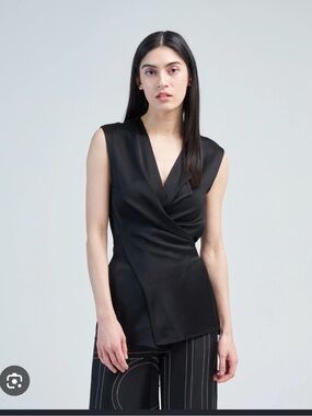 Toteme Black Sleeveless Wrap Blouse